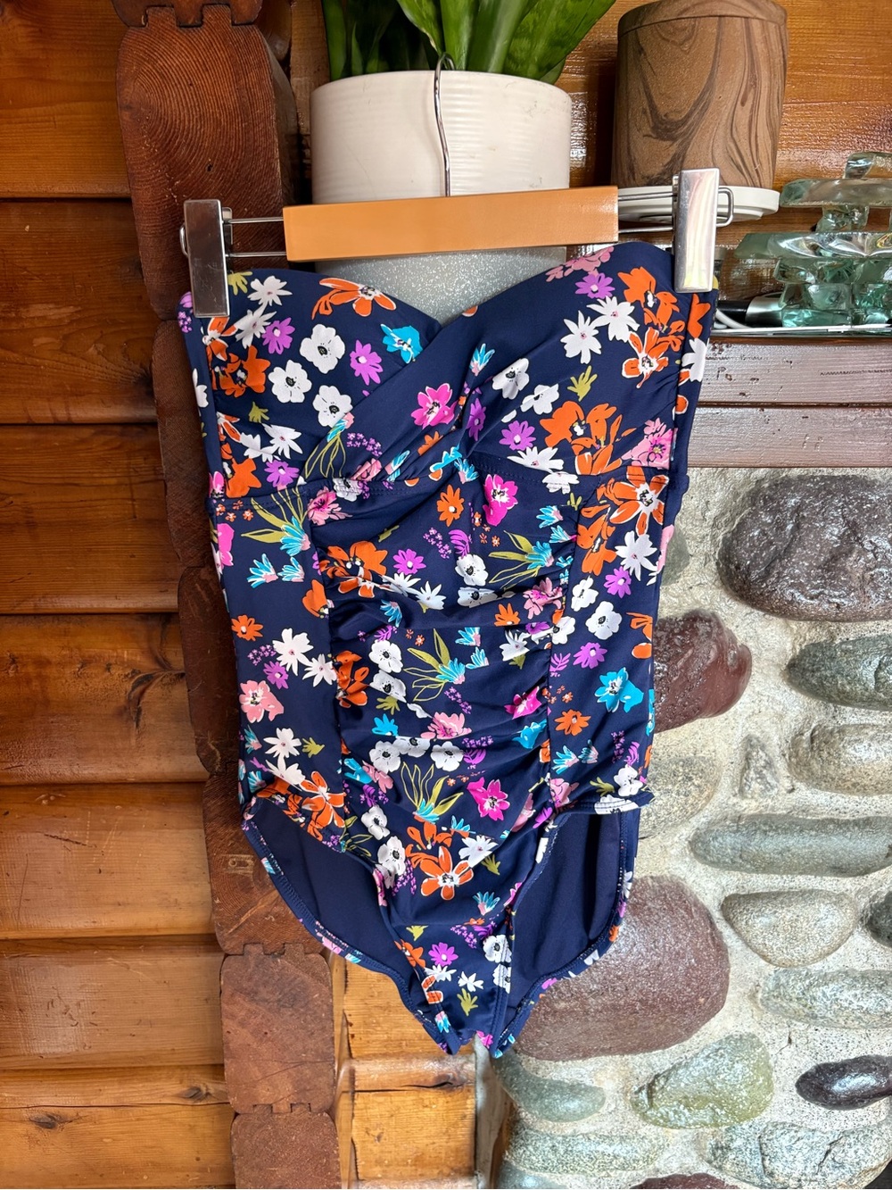 Anne Cole Floral Twist Front Ruched One Piece Swimsuit Size 8
